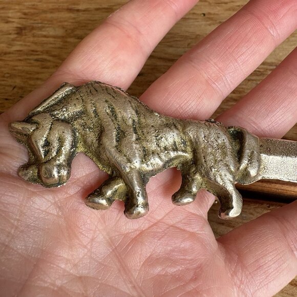 Vintage Solid Brass Bull Letter Opener 7” - Picture 2 of 6